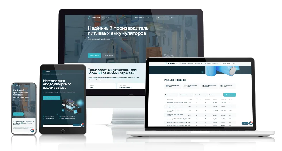 Разработку сайта компании «НЭТЕР» — экран проекта