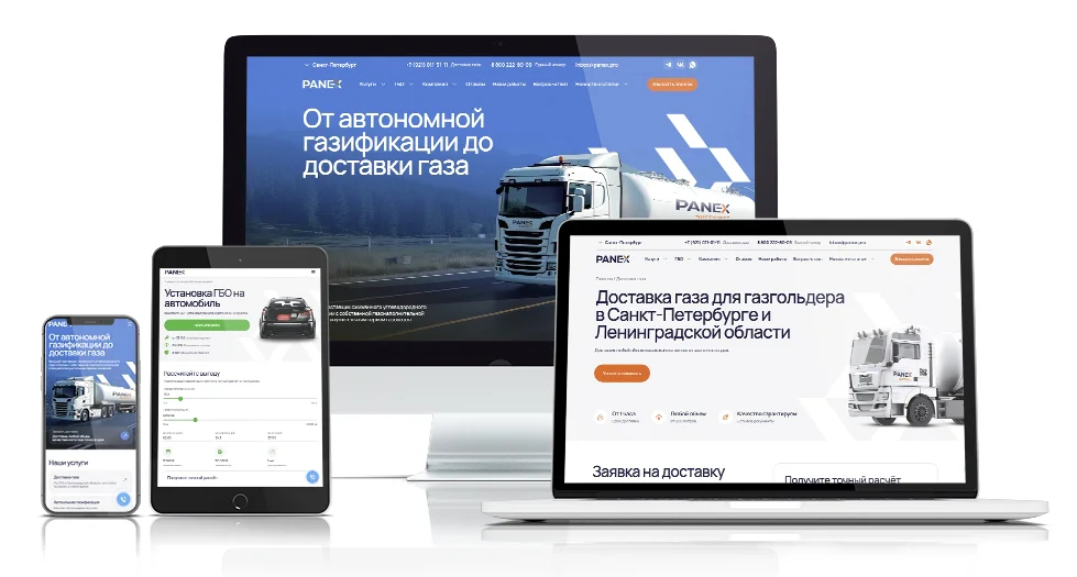 Редизайн сайта газовой компании PANEX — экран проекта